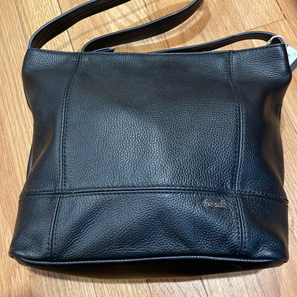 NWT The Sak De Young Black Pebbled 100% Leather Body Shoulder Purse